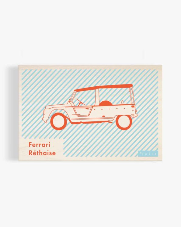 Carte postale en bois Ferrari réthaise