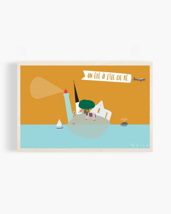 Carte postale en bois un été à l’ile de ré