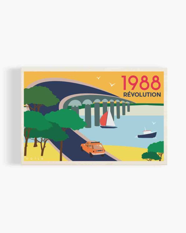 Carte postale en bois pont de l’ile de ré 1988