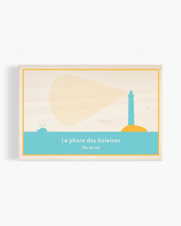Carte postale en bois Phare des baleines