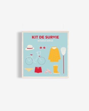 Affiche en bois ile de re kit de survie du parfait retais 30×30 copie