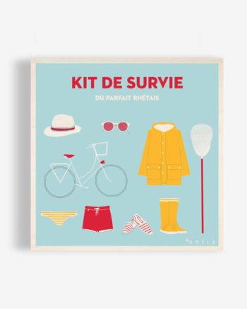 Affiche en bois ile de re kit de survie du parfait retais 40×40