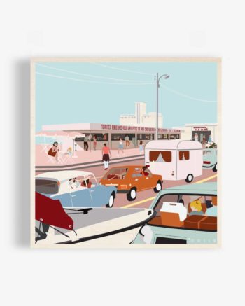 Affiche en bois ile de re bac 40×40